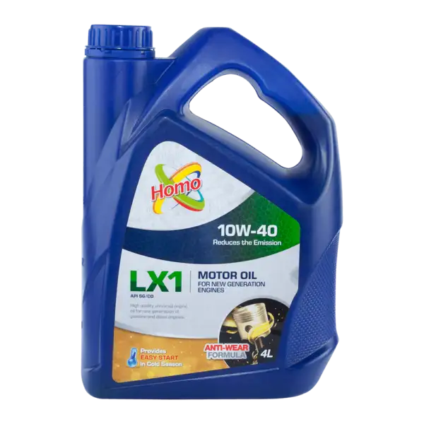 Homo 10W-40 45L motor oil canister, suitable for gasoline and diesel engines.