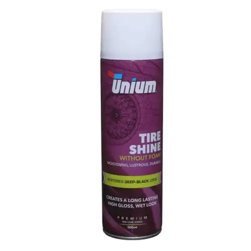 Жидкость для блеска и защиты автомобильных шин Unium Tire Shine, придаёт глубокий чёрный цвет и сияющий блеск.